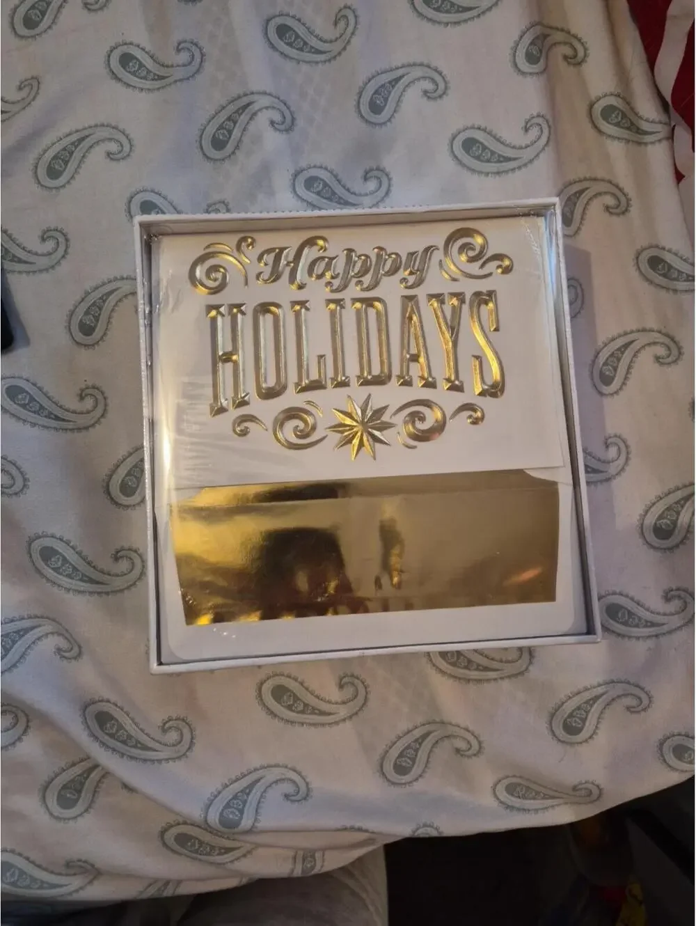 NEW Hallmark Signature Happy Holidays Gold Foil Embossed Cards Set of 12